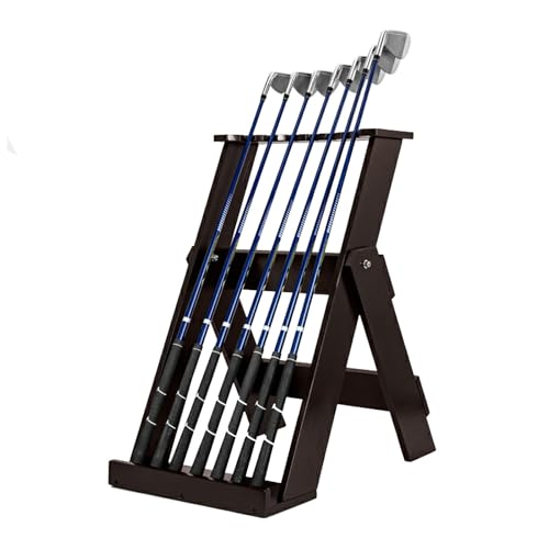 JevLoN Wooden Golf Club Stand Holder Golf Putter Organizer Display Rack Golf Club Holder 7 Golf Clubs, Golf Club Storage Rack for Indoor Home Office Golf Driving Ranges