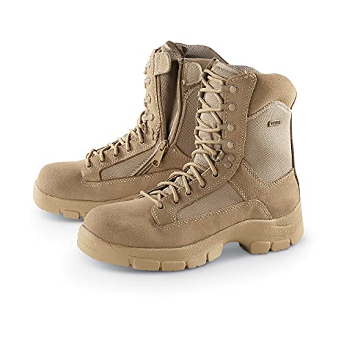 Hq Issue Men's Waterproof Classic 8" Side Zip Desert Tactical Boots, Desert, 12D (Medium) #TOP4