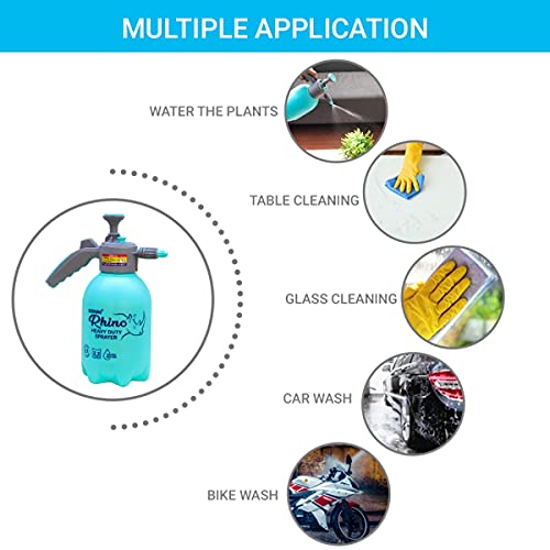 Image of ECO365 Rhino Garden Sprayer 2.2L | Hand Pump Pressure Sprayer | Adjustable Brass Nozzle for Mist & Stream | Handheld Watering Spray Bottle for Watering & Cleaning (Blue)