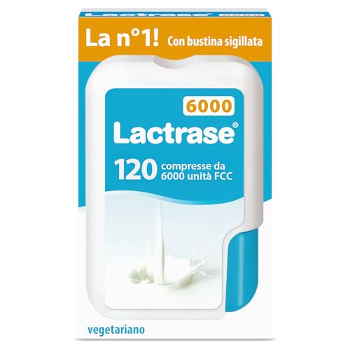 Pro Natura® Lactrase 6000 FCC, 120 compresse di lattasi per l'intolleranza al lattosio, per gustare senza problemi latte e latticini