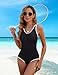 Edelqual One Piece Swimsuit Women Tummy Control Athletic Modest Full Coverage Bathing Swim Suits Color Block Swimwear Vacation Outfits Summer Fashion Clothes (Black Solid,2XL)