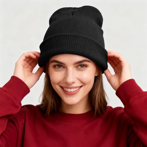 Image of ZOORON Beanie for Men Women Warm Winter Hat Unisex Soft Knit Cuffed Beanie