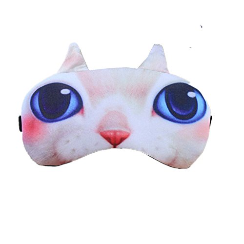 Freessom Masque de Sommeil Masque des Yeux Chat Mignon Fantaisie Coton Original Occultant Doux Relaxation Opaque Masques de Nuit Cache Yeux pour Dormir pour Voyage Siestes Cadeau Pas Cher (Beige)