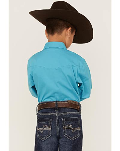 BOYS LONG SLEEVE SNAP STRETCH POPLIN TURQUOISE WESTERN SHIRT4