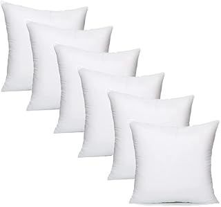 Extra Fill Plump Cushion Inner Pads (Pack of 6), 50 x 50 cm (20" x 20") | 100% Hollowfibre Cushions Inners Fillers Scatters - Cushion Stuffer Inserts, Hollowfibre Pillows (White)