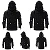 Classic Men Knight Masked Hoodies Medieval Vintage Rivet Armor Masked Hooded Sweatshirts Cosplay Costume Pockets Pullover Steampunk Sweatshirt Biker Outwear Gothic Hoody Top Long Sleeve Shirt Black #1