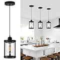 Osimir Black Pendant Lights Kitchen Island, 1-Light Modern Mini Hanging Light Fixtures with Clear Glass, Farmhouse Kitchen Pendant Lighting Over Island for Sink Dining Room, OS-3014-1PBK