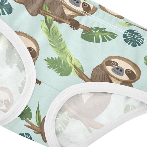 Wusikd Sloth Girls' Underwear Cotton Tropical Animal Girls Briefs Soft Toddler Underwear 2T4
