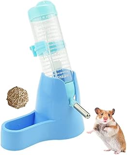 Tianlong Hamsters Water Bottle with Stand Hut Automatic Feeder and Food Dispenser Holder for Small Animals, Guinea Pig,Rat,guinea pig toys ,Chinchilla Cage 125ml (Blue)
