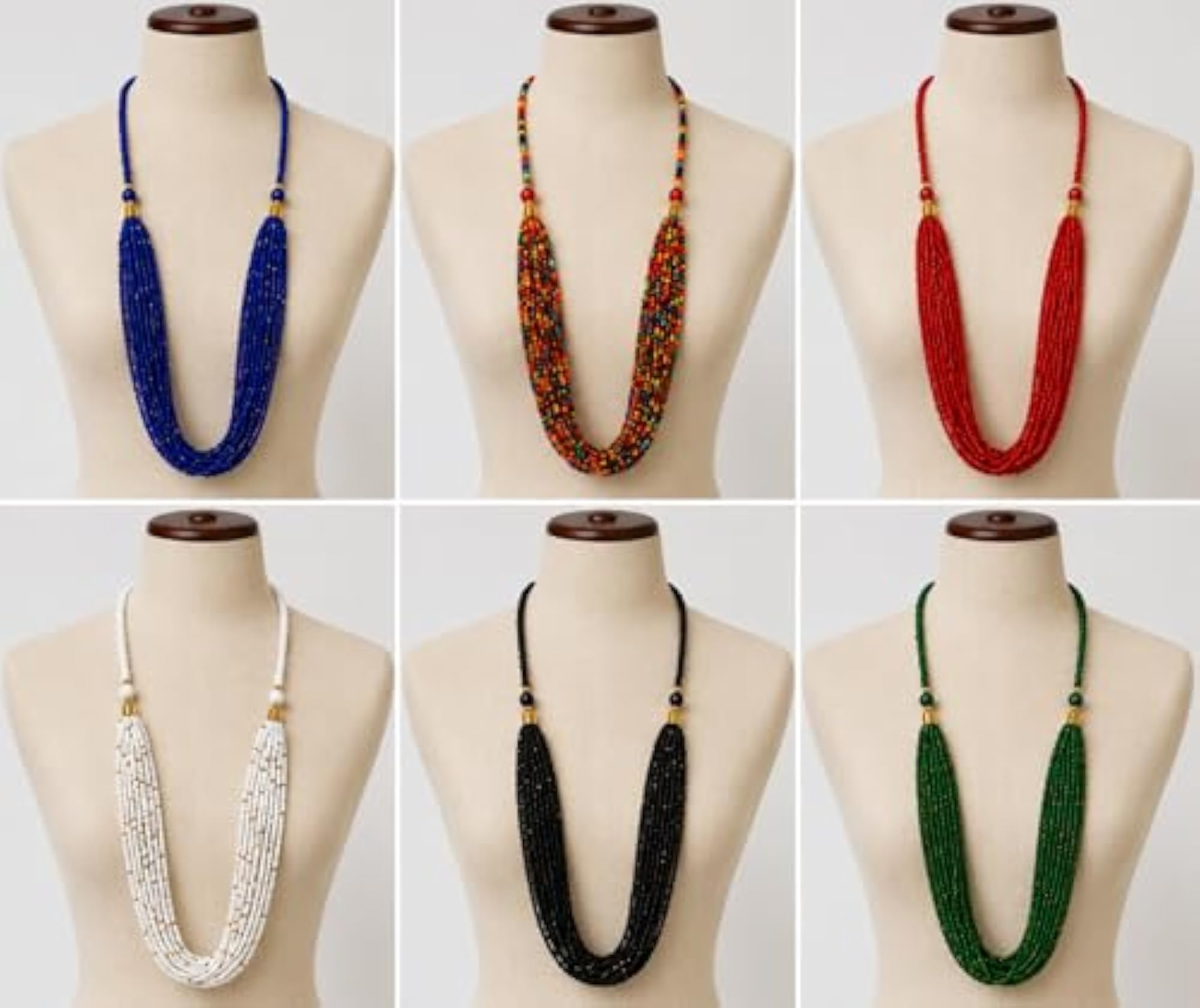 Multi-Strand Seed Bead Necklace Combo, Colorful