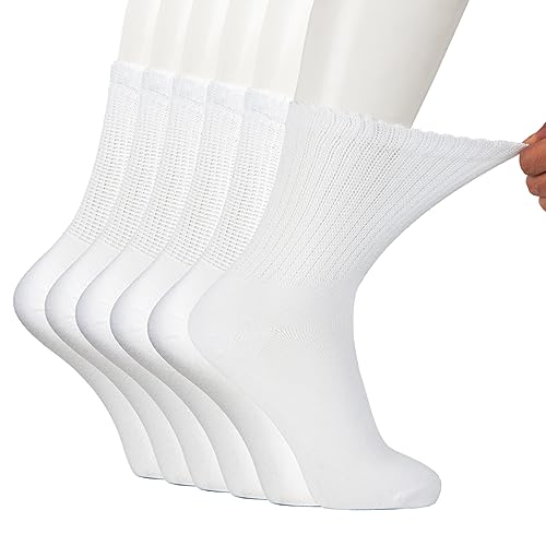Image of +MD Bamboo Viscose Ankle Diabetic Socks for Men & Women, 6 Pairs, Soft Cushioned, Non-Binding Loose Top, Extra Wide