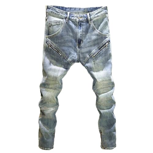 Men's Spring Patchwork Denim Pants Casual Slim Comfortable Breathable Jeans