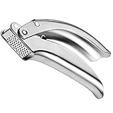 Garlic Press Stainless Steel Heavy Duty Garlic Crusher Professional Multi Fulcrum Better Movement Economy Extra Wide Handle (1)