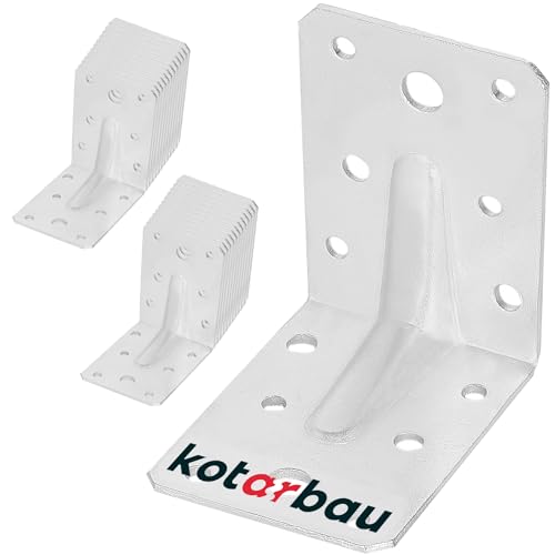 KOTARBAU® 25 szt. Kątownik Ciesielski - Łącznik Budowlany - 75 X 75 X 55 MM - Stal ocynkowana - Z Przetłoczeniem