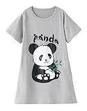 Vopmocld Big Girls' Cute Happy Cat Sleepwear Short Sleeve Summer Soft Nightgown Lovely Panda Bamboo