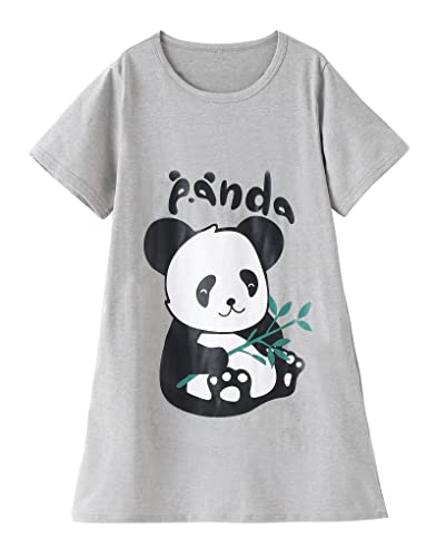 Vopmocld Big Girls' Cute Happy Cat Sleepwear Short Sleeve Summer Soft Nightgown Lovely Panda Bamboo Lounge Dress, Bamboo-Panda, 12 #TOP19