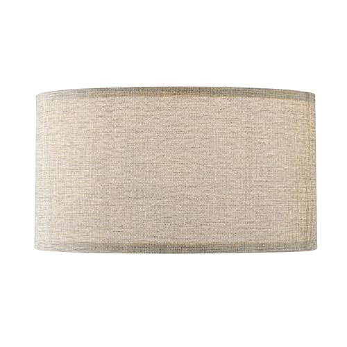 Aspen Creative 38873-2,Hardback Barrel Contemporary Collapsible UNO Shade,Stone Grey and Gold Linen Fabric,16"Top x 16"Bottom x 9"Height,Threaded UNO 36mm,Table Lamp And Pendant Light,Set of 2 by Aspen Creative - Used condition - Image 2