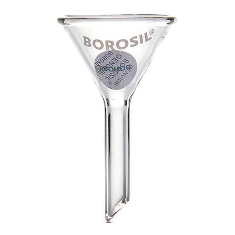 Foxx Life Sciences 6140058 Borosil Borosilicate Glass 3.3 Short Stem Funnel with 60° Bowl Angle, 35 mm Stem (Pack of 30)