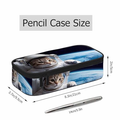 Image of Cat Astronaut Pencil Case Cute Animal Universe Sky Land Space Earth Pencil Bag Pen Markers Pouch Holder Organizer for Boy Girl School Students
