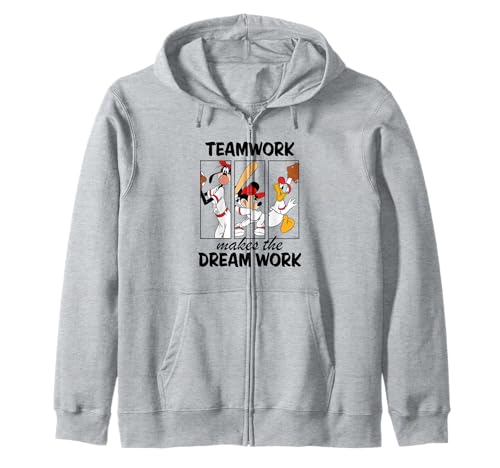 Mickey Team Work Makes The Dream Work Baseball Zip Hoodie : Sweat Capuche Graphique