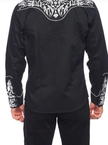 Men's Causal Button Down Long Sleeve Shirts,Embroidered Western Cowboy Shirts3