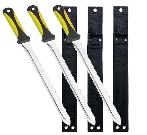 3 x Professional Insulation Knife with Wooden Handle and Cover, 280mm Stainless Steel Saw for Polystyrene, XPS & PIR Foam Boards (R3YH)