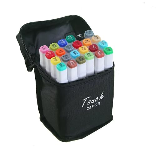 Kit de Canetas Marcadoras Ponta Dupla, 24 Cores Vibrantes, Ideal para Desenho, Aquarela, Lettering,
