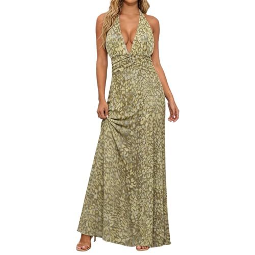 Robe de soirée col en V profond et dos nu pour femme