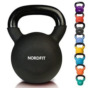 NORDFIT Neoprene Coated Cast Iron Kettlebell Weights – Kettle Bells (4kg, 6kg, 8kg, 10kg, 12kg, 14kg, 16kg, 18kg, 20kg) – Home Gym, Fitness, Exercise, Cardio Strength Training and Weight Lifting