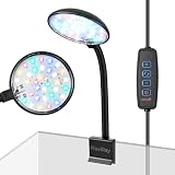 FluviRay Mini Clip-On Aquarium Light 7W USB Dimmable Fish Tank Lamp with 3 Light Modes (White/RGB/Full Spectrum), 9-Level Brightness, 360° Adjustable Gooseneck for 1–3 Gallon Tanks