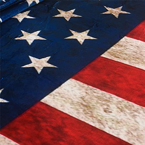 Goodbath Usa Flag Fleece Blanket, American Flag Plush Velvet Throw Blanket For Couch Sofa Bed, 80 X 58 Inch, Vintage Red Blue #TOP7