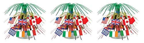 Beistle International Flag Miniature Cascade Centerpieces 3 Piece, 7.5", Multicolored by Beistle - Used condition - US$10.31