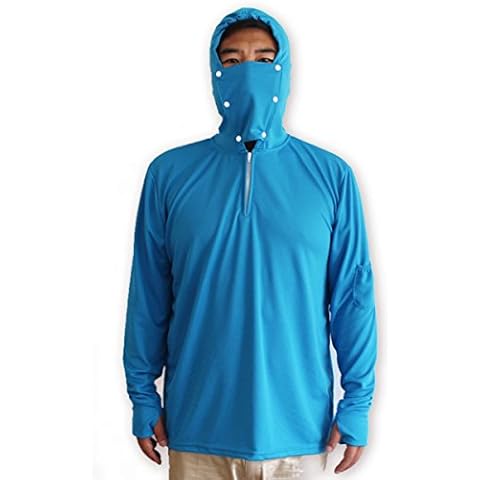 Venxic Men's Fishing Shirts for Men Long Sleeve uv Protection, Quick Dry Sun Shirt/w Thumb Hole (Blue, X-Large) Cover