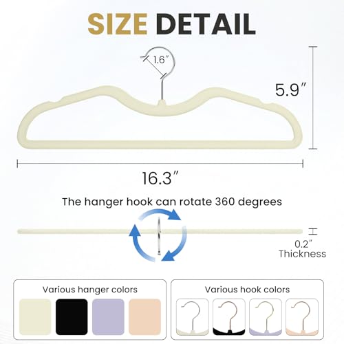Velvet Short Neck Hangers - Heavy-Duty, Non-Slip Felt Surface, Space-Saving Design with Anti-Slip Grooves & Shoulder Shape, 360° Rotating Hooks, Durable for Coats, Shirt& Dresses by ZBODIMP - Used condition - Image 2