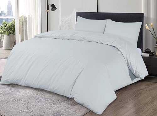 Image of Sapphire Collection 100% Egyptian Cotton 200 Thread Count Duvet Cover With Pillow Case Bedding Set (Duck Egg, Double)