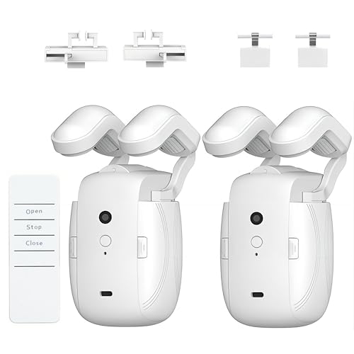 Automatic Curtain Opener with Remote Control - 2PCS for Roman, I-Shaped, and U-Shaped Tracks