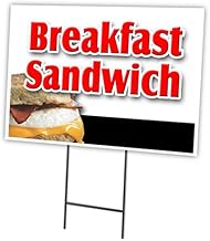 SignMission Breakfast Sandwich 12"x16" Yard Sign & Stake Outdoor Plastic coroplast Window | Advertise Your Business | Stake Included Image On Front Only | Made in The USA