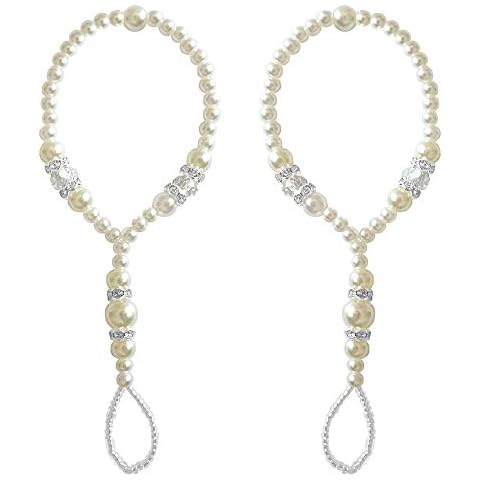 JEWSUN Newborn Barefoot Sandals,Baby Girl's Rhinestone Barefoot Sandals,Baby Girl's Gift Photograph Props (6-12months) Cover