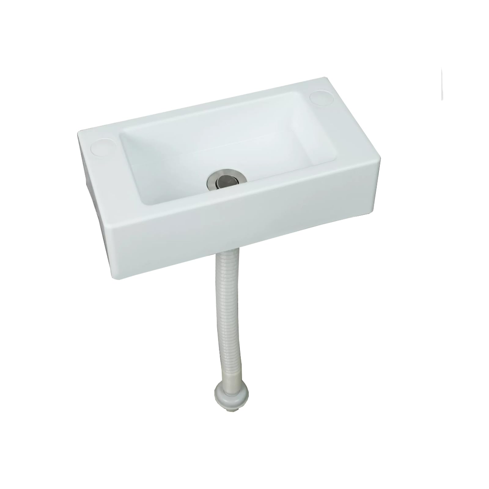 TYTFTDLD Rectangular Simple Sink, Small White Basin, Wall Mounted Plastic Basin, White, Suitable for Indoor and Outdoor Use [Stainless Steel Head Water Pipe 75 cm]
