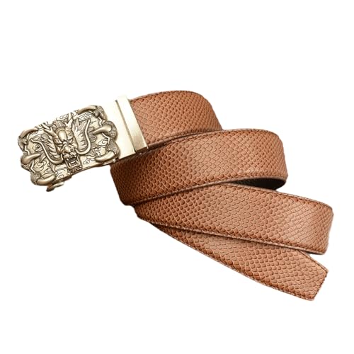 Ceinture cuir motif peau de serpent élégante et sa boucle automatique réglable haut de gamme