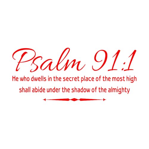 Pegatinas de letras cristianas Salmo 91:1 Versículo bíblico El que habita en lugares secretos Amor familiar Oración Citas religiosas 31,5x73,5cm Equipado con kit de película de transferencia Red