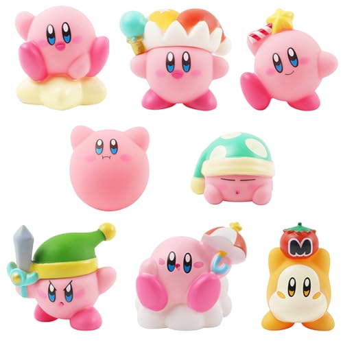 8 Piezas KirB-y Figures de Cupcakes Artículos KirB-y Decoración para Tartas Mini...