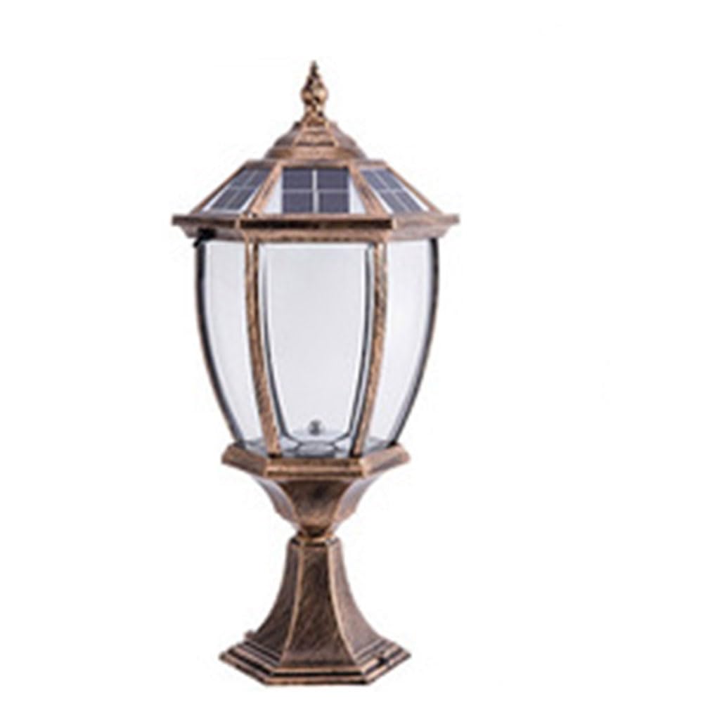 ITOSUI Solar-Powered Villa Lawn Post Light Waterproof Courtyard Gate Courtyard Aluminum Housing Plus Glass Lights Fixture for Porch Deck Wet Location Rated Outdoor Fence Corridor Column Lamp