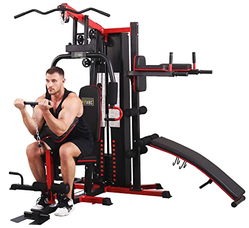 Balancefrom Multifunctional Home Gym System Workout Station With Leg Extension, Preacher Curl, Pushup, Dip And Situp Stand, 122.5Lb Weight Stack, Model 900 #TOP1