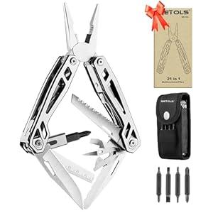 WETOLS Multitool Needle Nose Pliers,21-in-1 Stainless Steel Multi Tool Pocket Knife with Screwdriver Sleeve,Self-locking Survival Knife with EDC Pouch-Great for Outdoor, Simple Repair, Camping, Hiking