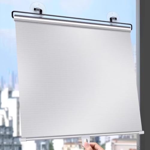 Persiana Enrollable con Ventosa Estor Enrollable Opaco Sin Taladrar,Persianas Retráctiles Automáticas,Estores Temporales Portátiles para Ventanas y Puertas,Solarium Baño Oficina Coche