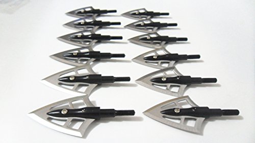 Zzuus 3Pcs/6Pcs/12Pcs Mars 100 Grain Broadheads 2 Blades Archery Arrowhead Stainless Steel Tips For Compound Bow Arrows Recurve Bow Arrows And Crossbow Arrows Hunting And Target (12Pcs) #TOP6