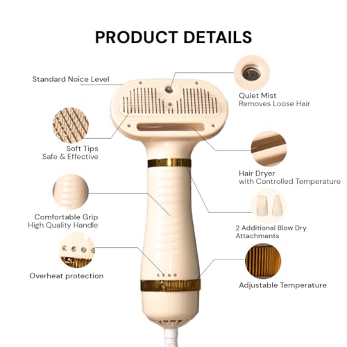 Pet Steam Brush Grooming Dryer for Dogs & Cats – 3-in-1 Grooming Tool with Gentle Steam, 600W Motor, Deshedding, Drying & Fur Fluffing for All Coat Types - Thumbnail 4