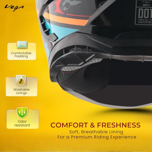 Image of Vega VF 11 Dirt-X Challenge Full Face Motorcycle Helmet with Shock Absorbing Shell, Aerodynamic Design, Ventilated Interior, Aggressive Racing Styling Black Red -M