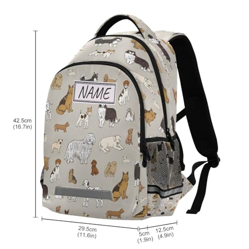 Rucksack mit Hundemotiv, Braun, für Teenager, Jungen, Mädchen, Kinder, personalisierbar, für Reisen, Camping, Fitnessstudio, Wandern, multi